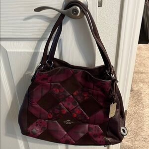 Coach Burgundy Patchwork Shoulder Bag